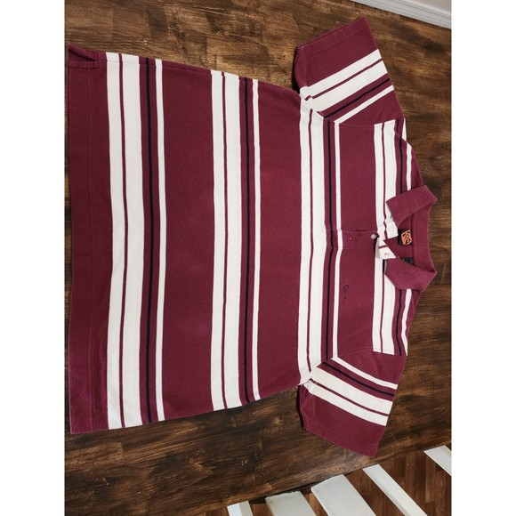 Kani Men's size 2XL Red & White Striped Polo button up Short Sleeve shirt - Picture 5 of 8